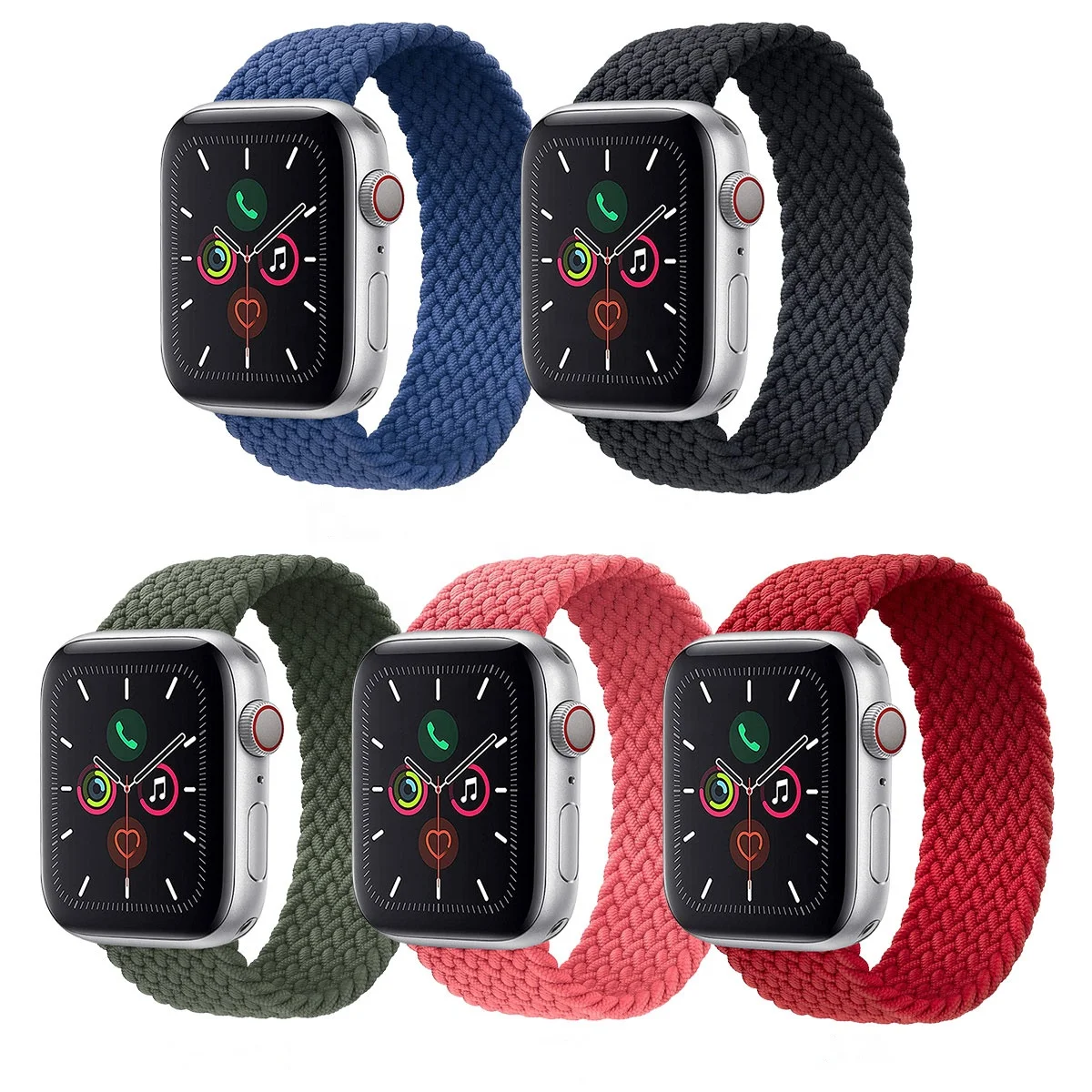

BOORUI Elastic Braided Solo Loop Watch Bands For Apple Watch Band 38mm 40mm 42mm 44mm For Apple Watch Series 6, Multi color