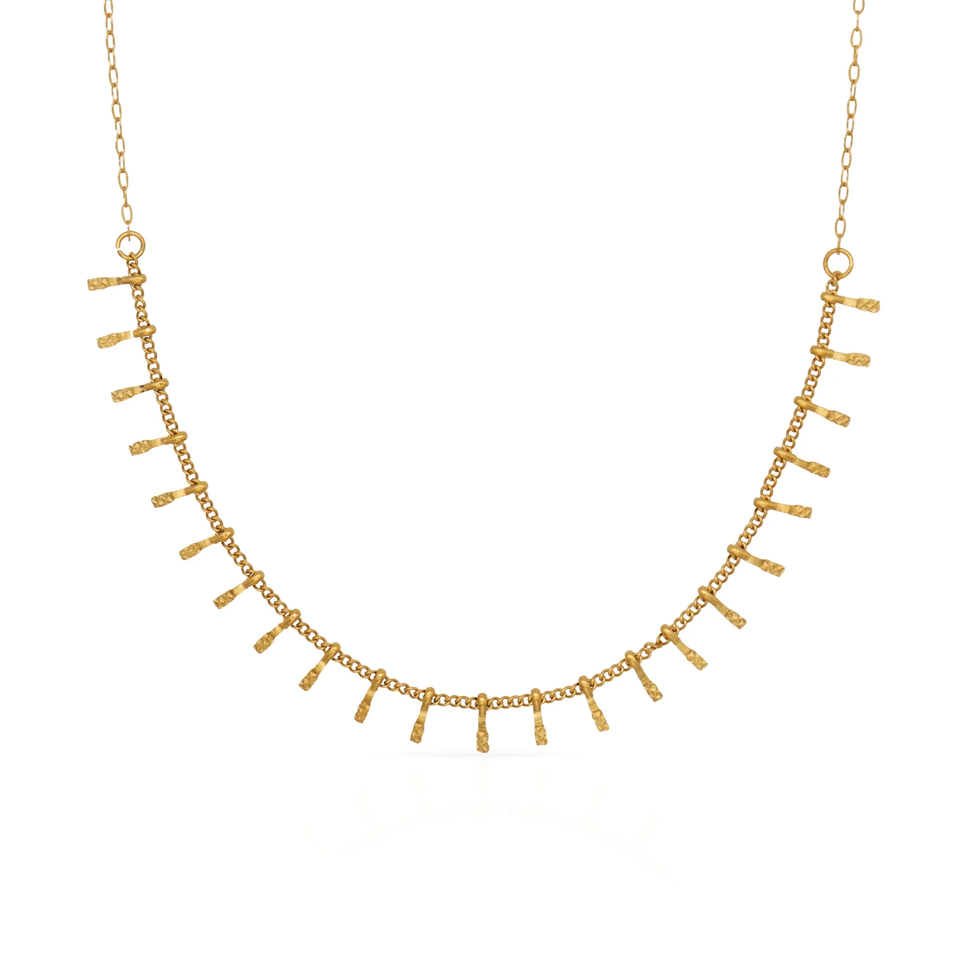 

Chris April fashion jewelry PVD gold plated 316L stainless steel Tassel ethnic style Indian Fish bone Necklace