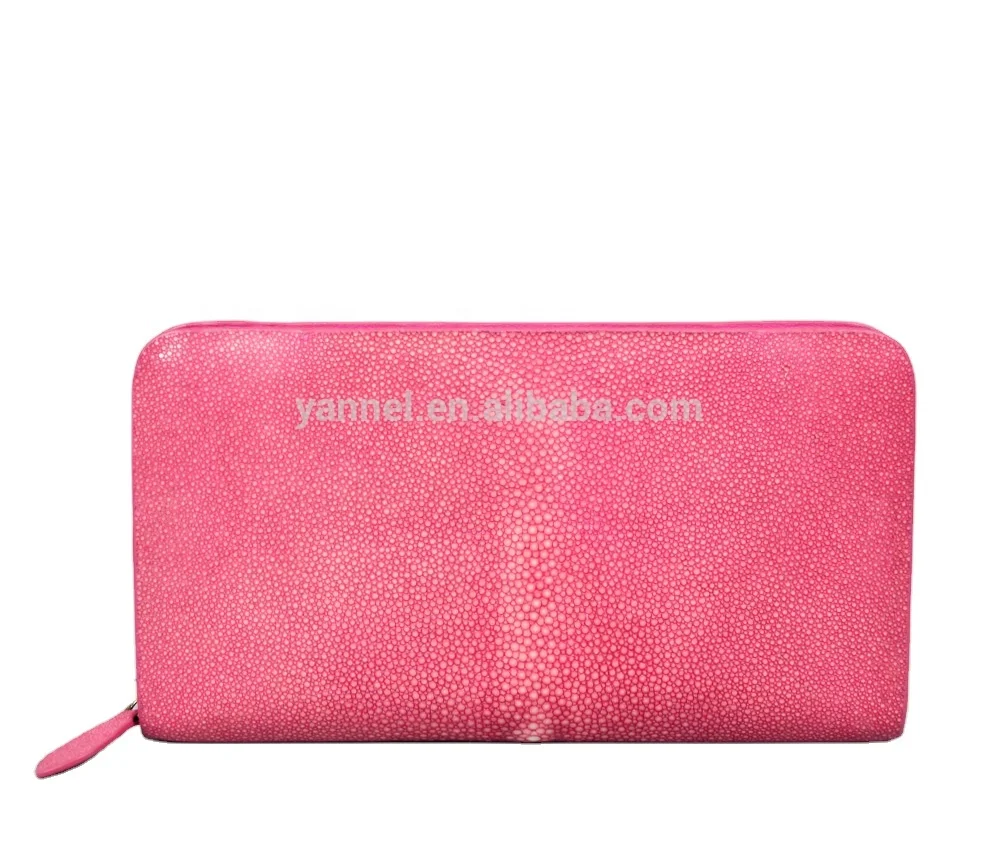 

stingray skin wallet long zipper Luxurylife stingraybags rayfishbags custom made wallet wholesale long zip purse pink