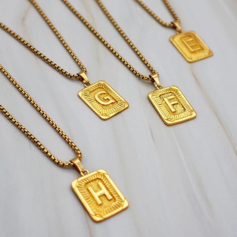 

Stainless steel 18K gold palted initial alphabet 26 letters necklace