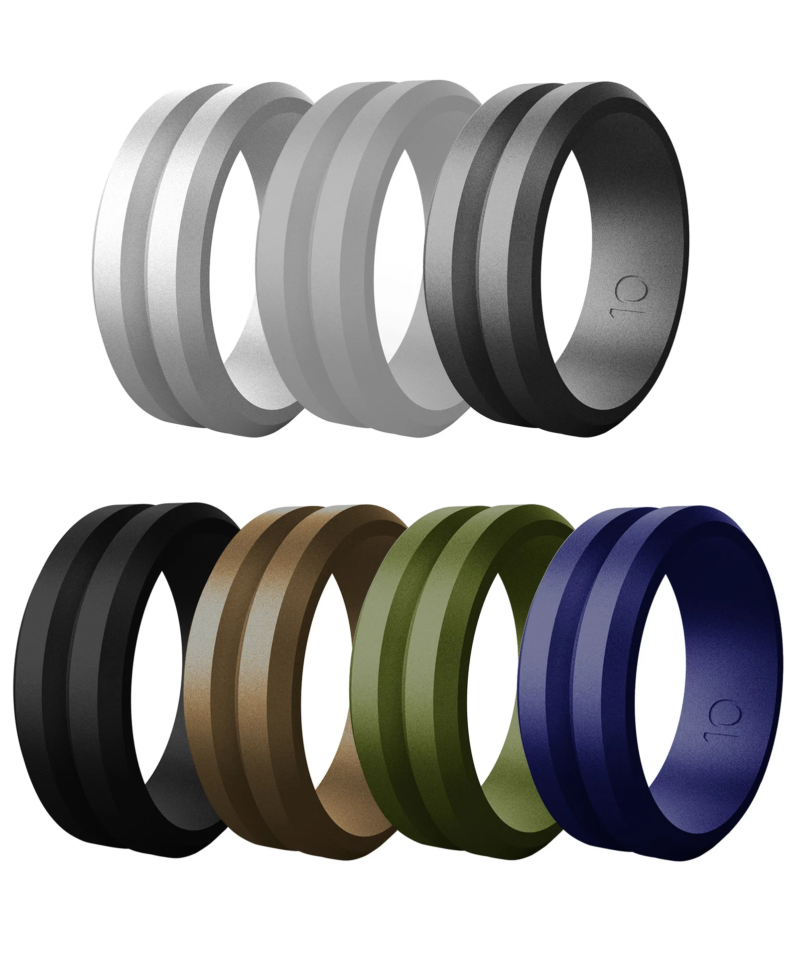 

V Groove Bevel Edge Rubber Finger Wedding Green Grey Coffer Color Custom Logo Silicone Rings For Men
