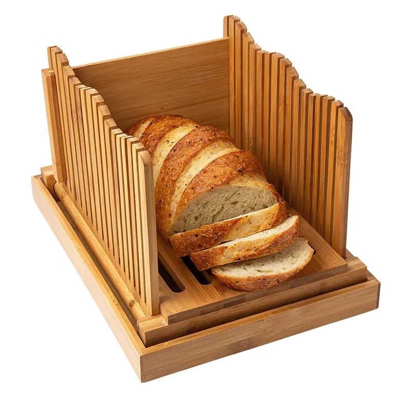 

Bamboo Bread Slicer Folding Bread Slicer Small Bread Slice Thickness Adjustable