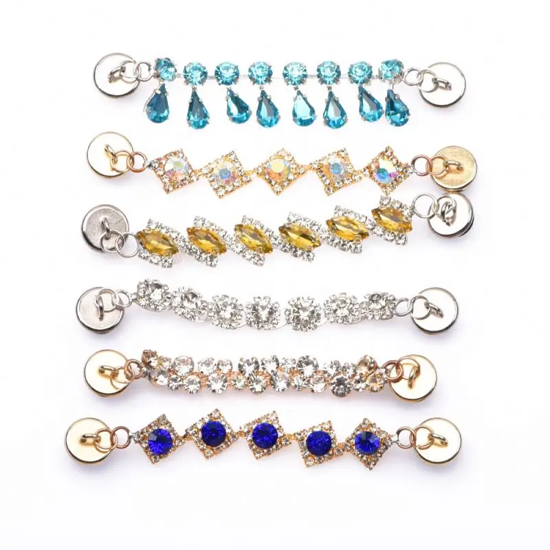 

Colorful Diamond Rhinestone Stainless Steel Clog Shoes Charms Chain Bling Crystal Clogs Luxury Charms, As pictures or oem