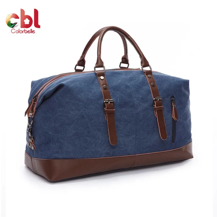 

Factory Wholesale Canvas Leather Travel Storage Bag Men's Office Travel Clothes Travel Bag, Black/dark blue/green /coffee