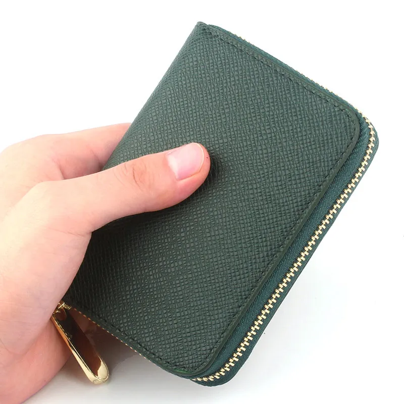 

Fashion New Leather Credit Card Holder For Men And Women Shielding Rfid Zipper Organ Card Holder Large Capacity Card Bag