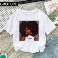 

Wholesale Black Girl T Shirt Women T-Shirt Vogue Back Off Camiseta Mujer Tees Shirt Harajuku Vintage Women Tops Melanin poppin