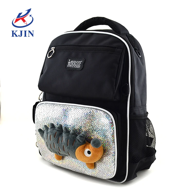 

Stationery primary School bag Fashion 6000d canvas back pack with sequen 2 side pocket with the handle, Blue