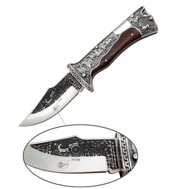 army tactical camping folding classic curved blade cutter hand