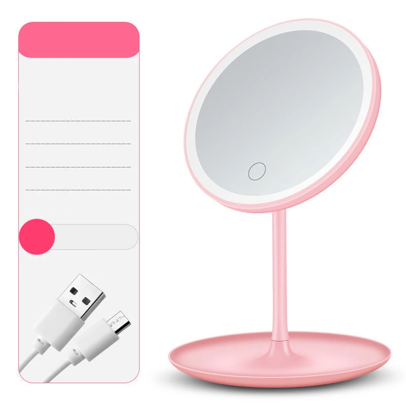 

360 Degree Rotation Cosmetic Make Up Mirror Small Lighted Led Makeup Mirror With Light