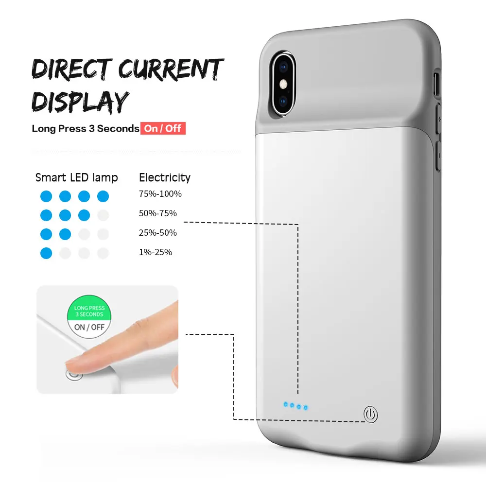 De alta calidad de Audio 18650 cargador de bater&iacute;a de la cubierta caso Powerbank para iPhone 6 6S 7 8 Plus X XS X XR max caso de Banco de potencia de - ANKUX.COM