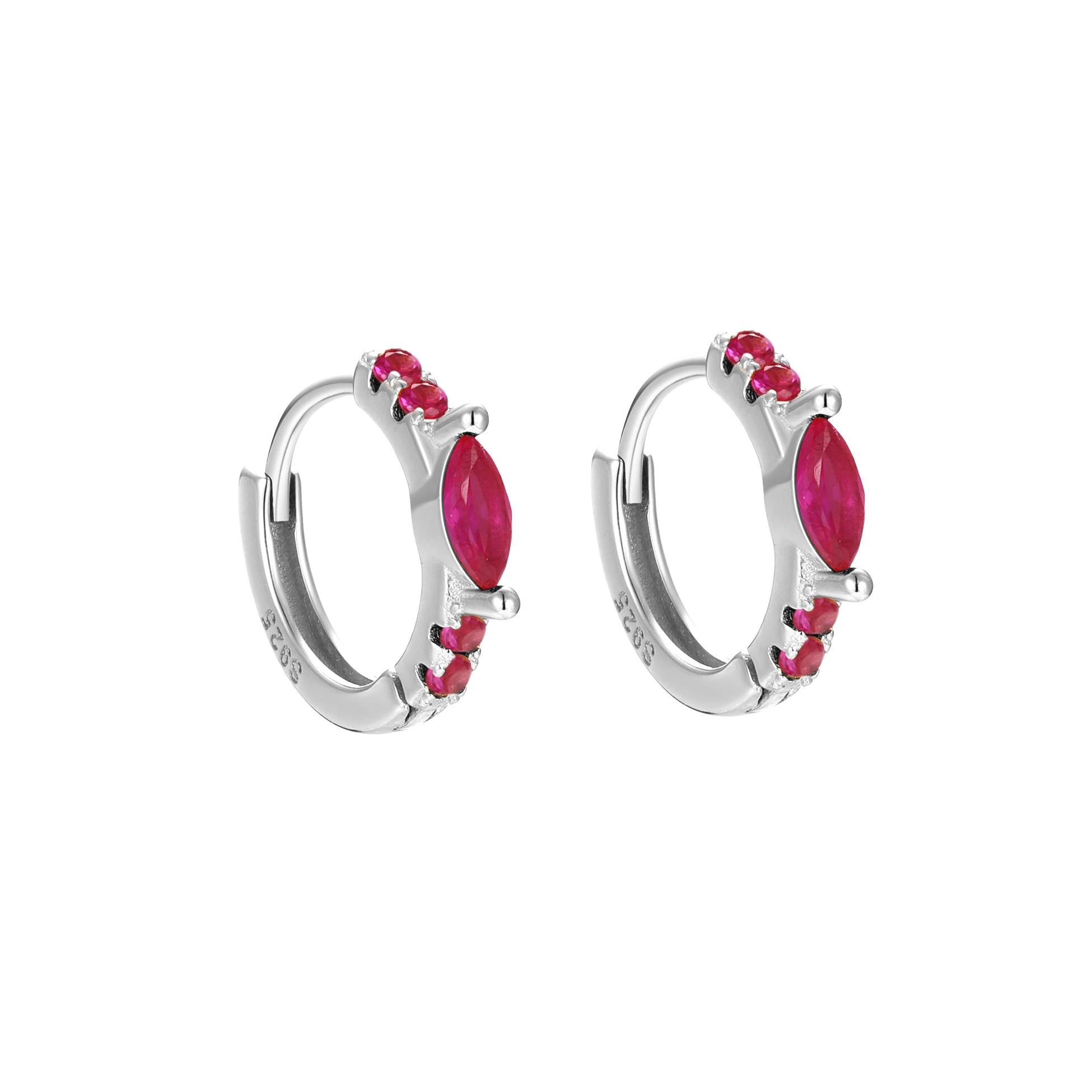 Red Blue CZ Earrings 925 Sterling Silver Colorful Round Mariquesa Cubic Zirconia Hoops for Women Fine Jewelry Wholesale