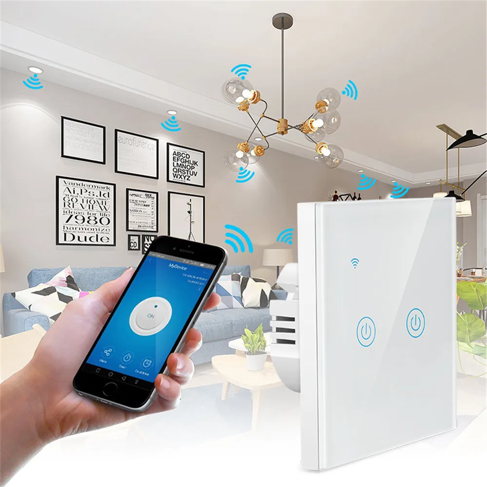 2GANG Switch/Smart Wireless Light Switch Zigbee Touch Switch Compatible with Alexa/GoogleHome/IFTTT - ANKUX.COM