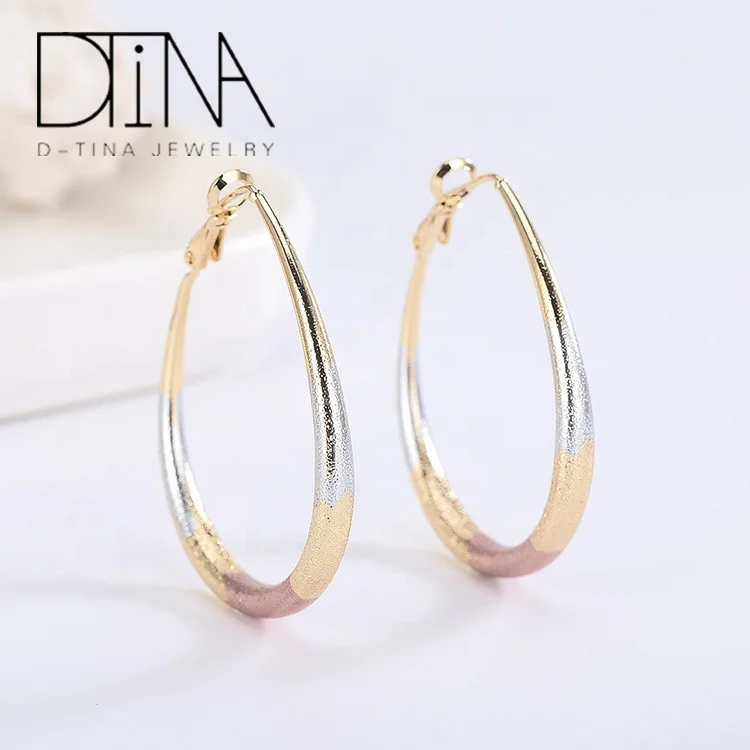 

DTINA advanced French-style ear ring female niche circle earrings, Tri-color earrings