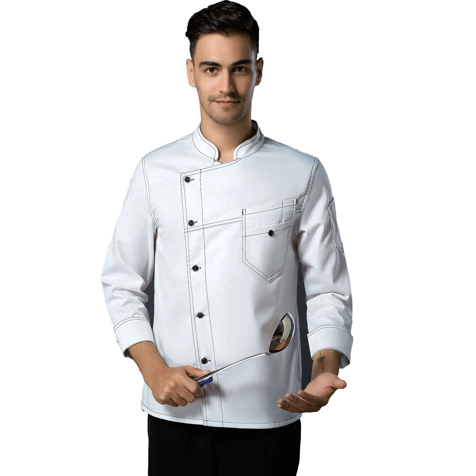 

chef jacket uniform buttons hotel chef coat restaurant chef uniform men women long sleeve kitchen, Customized color