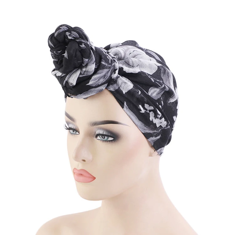 

Retro style cotton balinese turban hat wrap head scarf hat knotted turban ladies square scarf