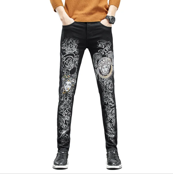 2020 New Laser Cut Men Custom Jeans 3d Printing Men Slim Fit Jeans ...