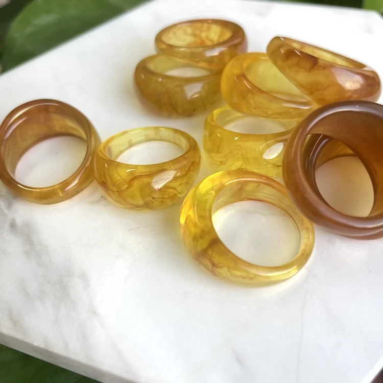 

New design high fashion transparent clear acrylic statement jewelry moon resin ellipse women hot style ring