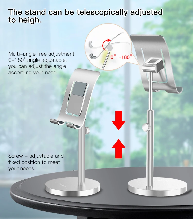 
Universal Angle Adjustable Telescopic Mobile Phone Desktop Stand Aluminum Alloy Tablet Cell Phone Stand Holder 
