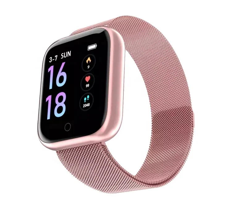 

Smartwatch with blood pressure and heart rate waterproof step counter stainless smart watch, Blue