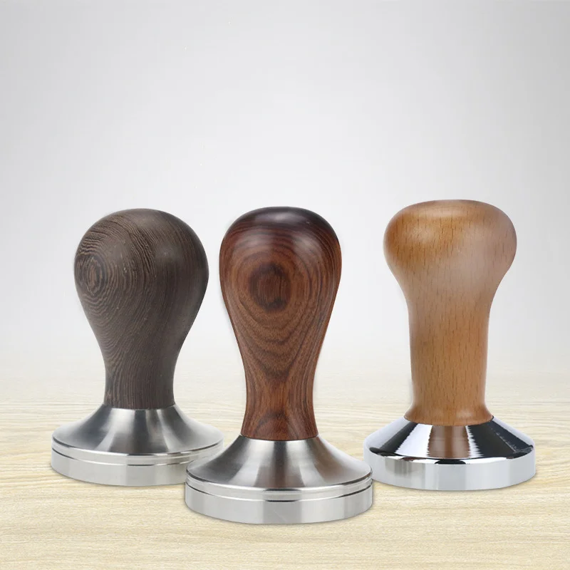 

Stainless Steel Coffee Tamper 51mm Wooden Handle Barista Tools Powder Hammer