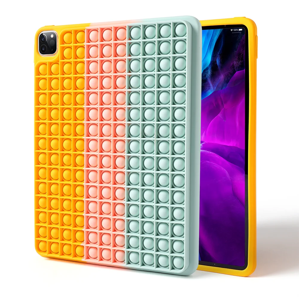 

High Quality Fidget Toys Pops Tablet Case Suitable for iPad Pro 12.9 inch Silicone Tablet PC Case Cover, Multi color