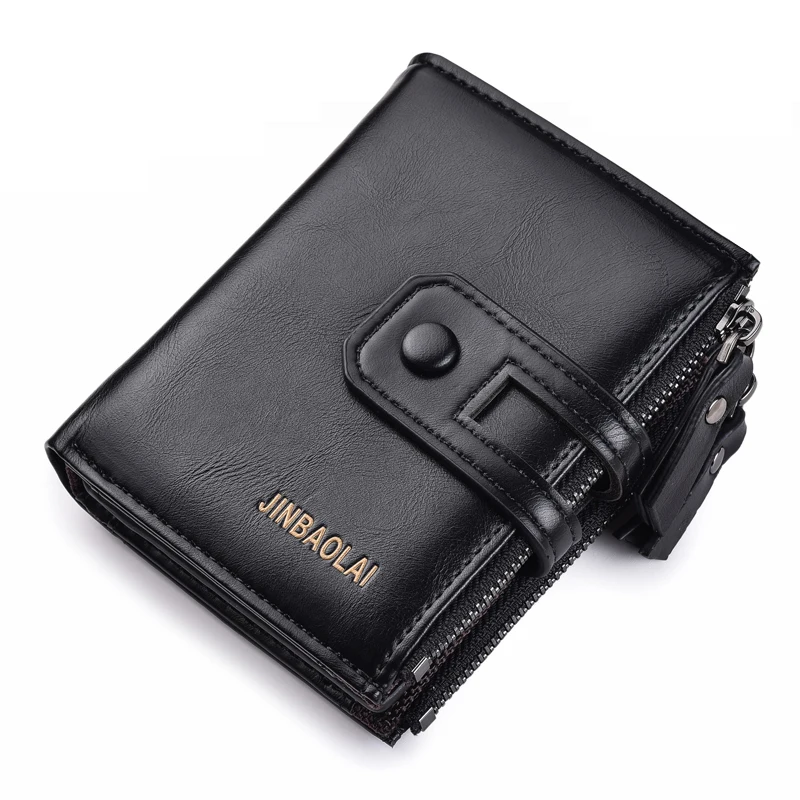 

Fashion Minimalist Leather Men Wallets with Zipper Pocket Hot Selling Wallets, Black, brown