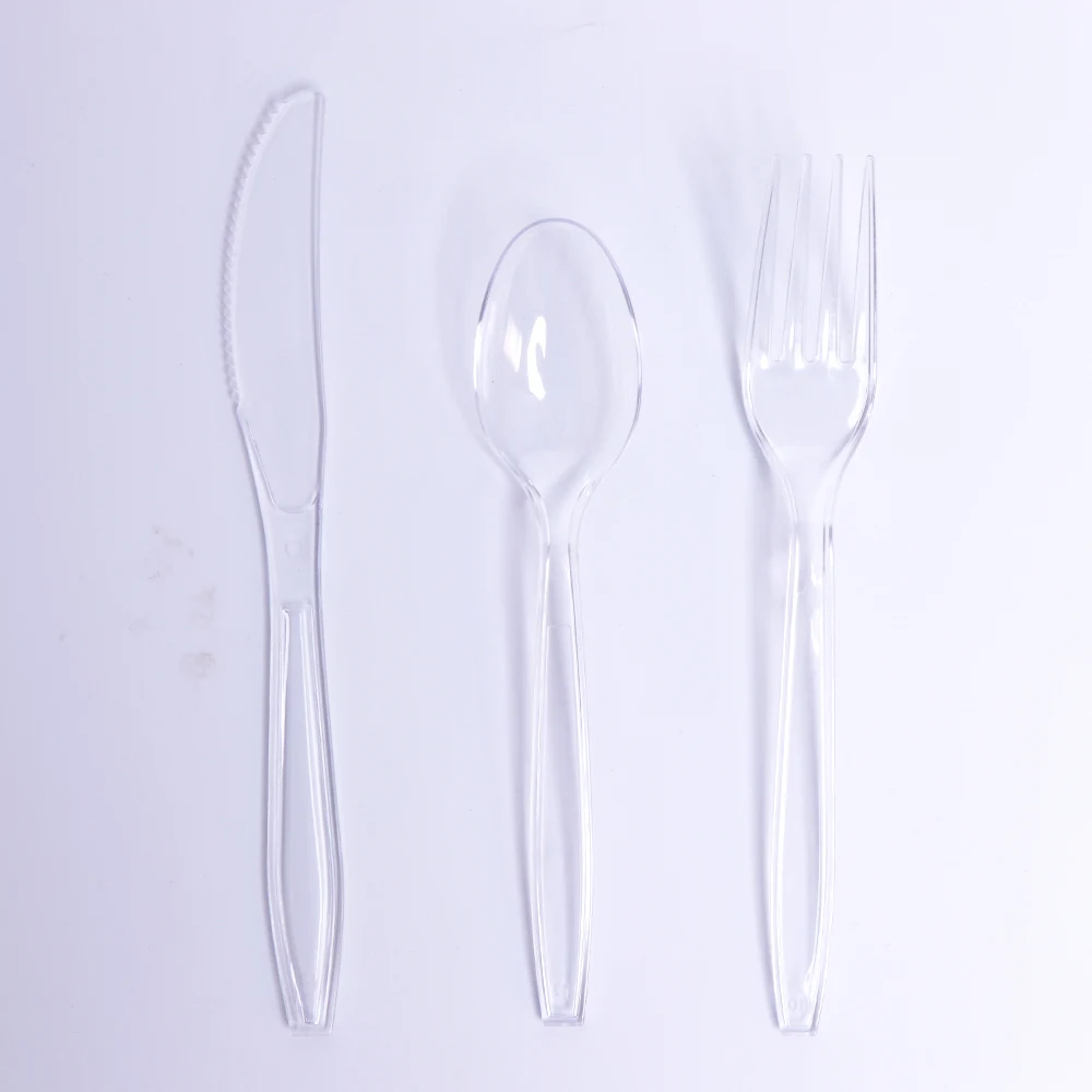 

Disposable household transparent PP plastic knife fork spoon convenient takeout cutlery set