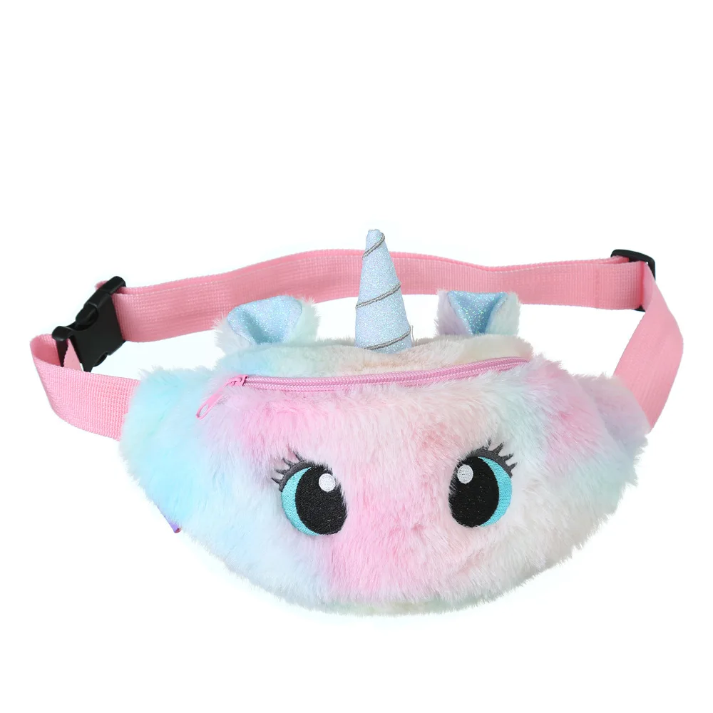 

rinonera Cute Belt Chest Cartoon Children little Girl boy toddler Plush furry Unicorn waist Bag Fanny Pack