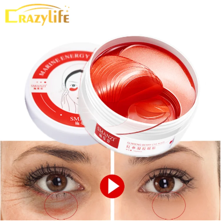 

Moisturizing Eye Patches 60pcs Ginseng Fruit Red Eye Mask Remove Dark Circles Anti Wrinkle Anti Aging Eye Face Skin Care Tool