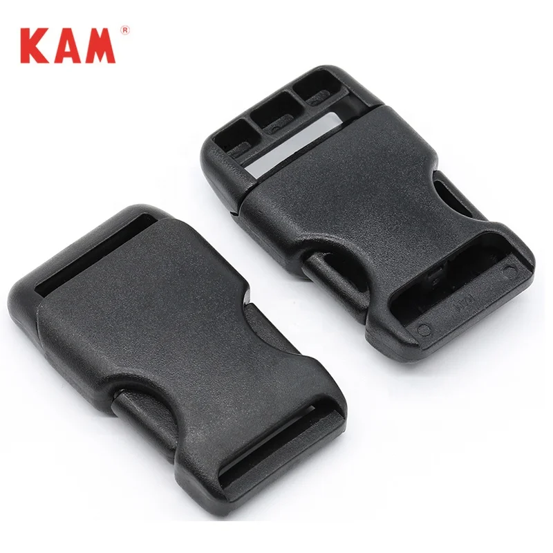 

manufacturers POM black plastic side release bag buckle, Black or customized