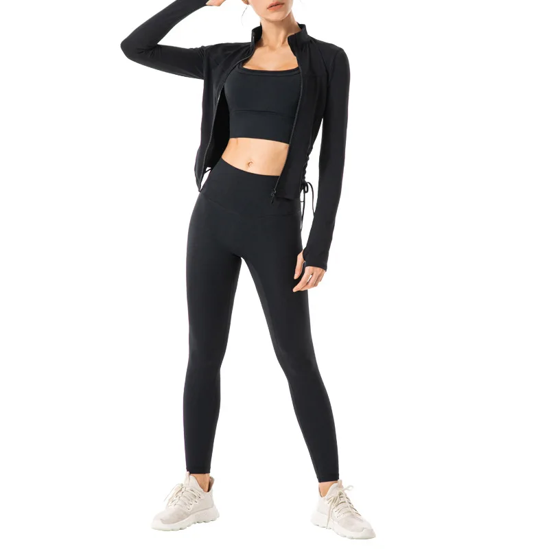 

3D Max OEM Customized Fitness New Slim Fashion Long Sleeves Stand Collar With Zipper Gym Women Yoga Wear Sport Suit Clothes, Optional