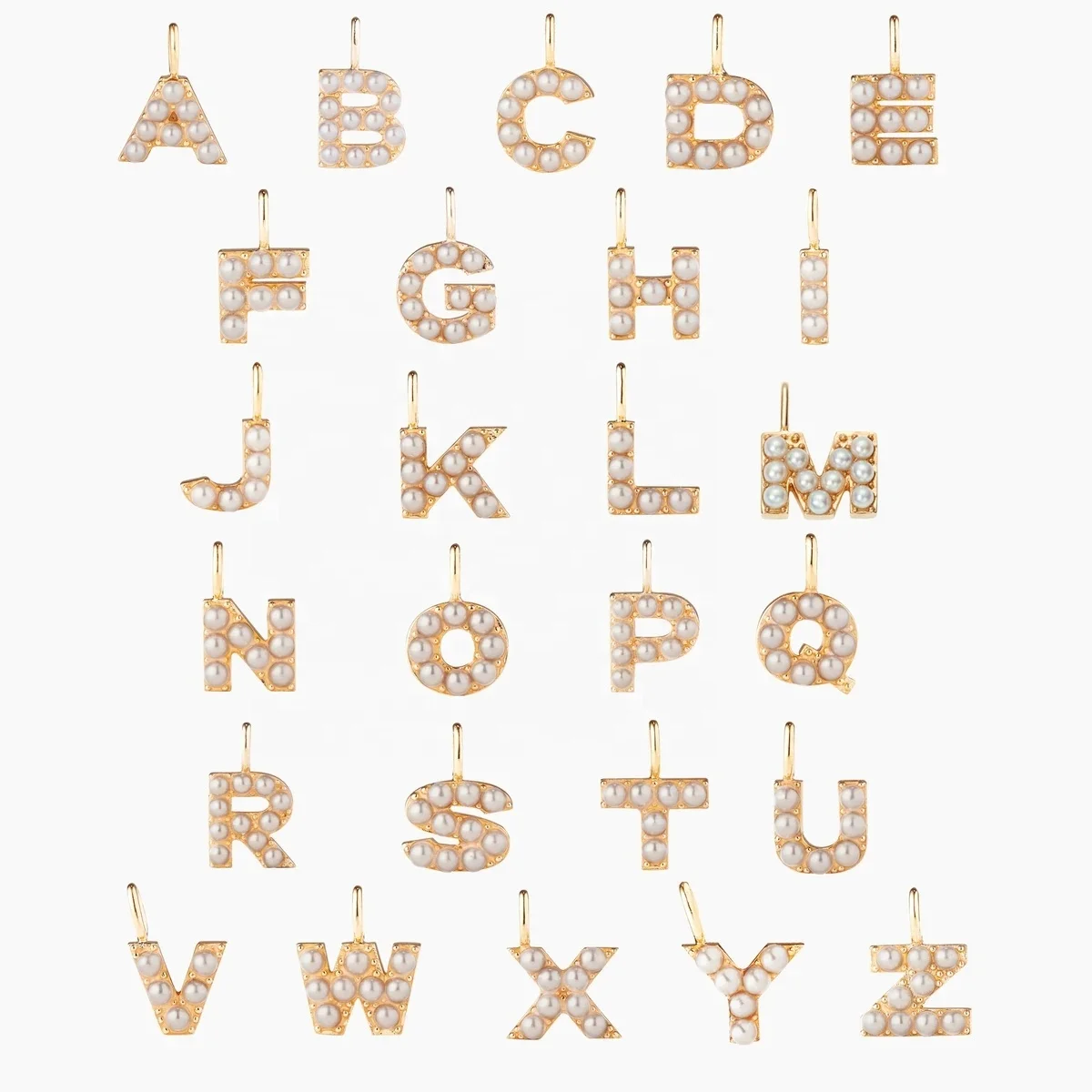 

LOZRUNVE 925 Silver Gold Fashion Pearl Alphabet Initial Letter Pendant Charm