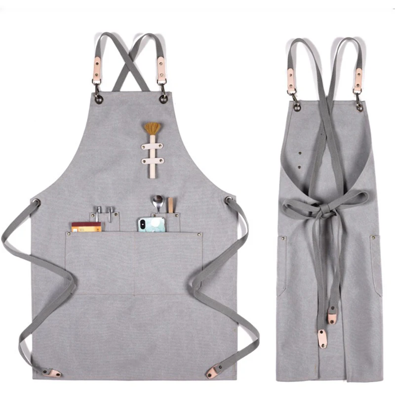 

Cross back apron grill leather apron for men kitchen bakery apron with custom logo, 8colors available