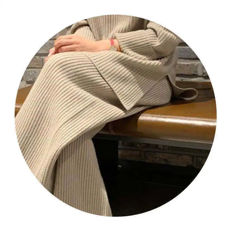 

Fashion knitted suit pants women 2020 spring and autumn new Korean version of loose sweater wide leg pants trousers two-piece