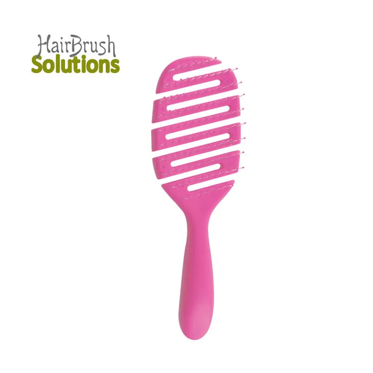 

Customized Plastic Scalp Massage Curved Vented Detangling Brush Wave Detangle Massage HairBrush