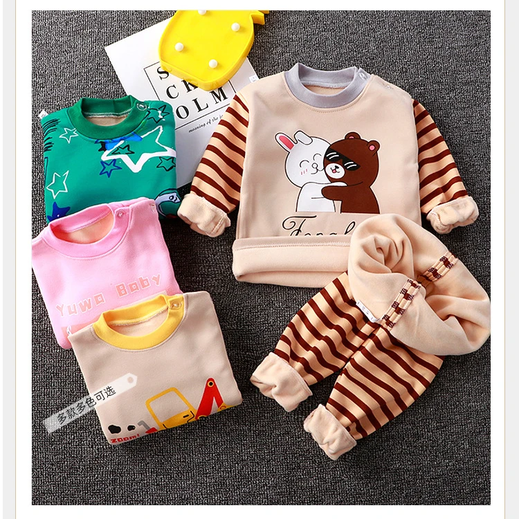 

Children's Thermal Underwear Set 2pcs Boys Girls Padded Homewear Sleepwear Winter Soft Warm Baby Clothes Drop Shipping