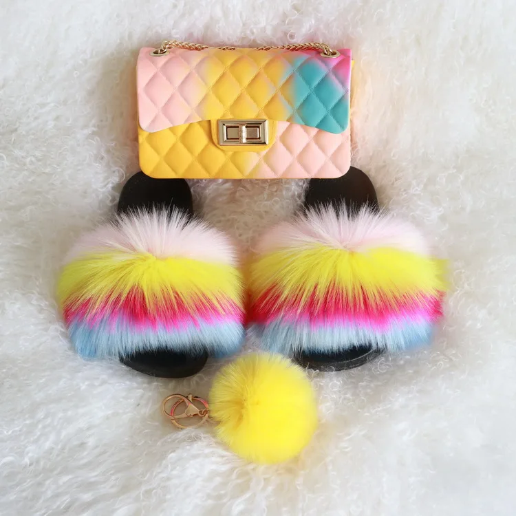 

curlyfur jelly handbag kids fur slippers