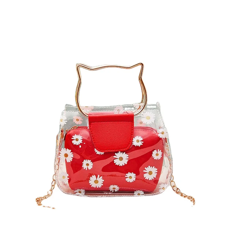 

Women Small Two Tone Satchel Bags Cute Single Shoulder Chain Bag, Red
