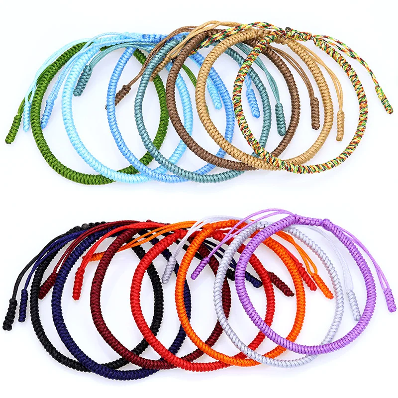 

Tibetan Buddhist Handmade Knots Braided Bracelet Bangles For Women Men Adjustable Red Rope Bracelet, As pictures