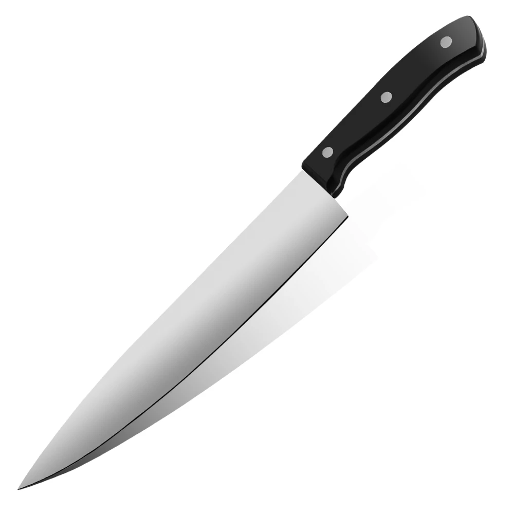 

High quality OEM LOGO 10 inch black plastic long santoku japanese knife chef