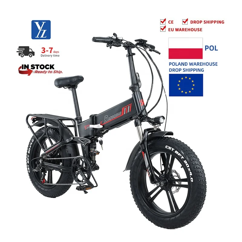 

Eu warehouse 20 inch folding electric bike 1000w 48v 15ah 17ah Full suspension fat tire electric bike foldable ebike