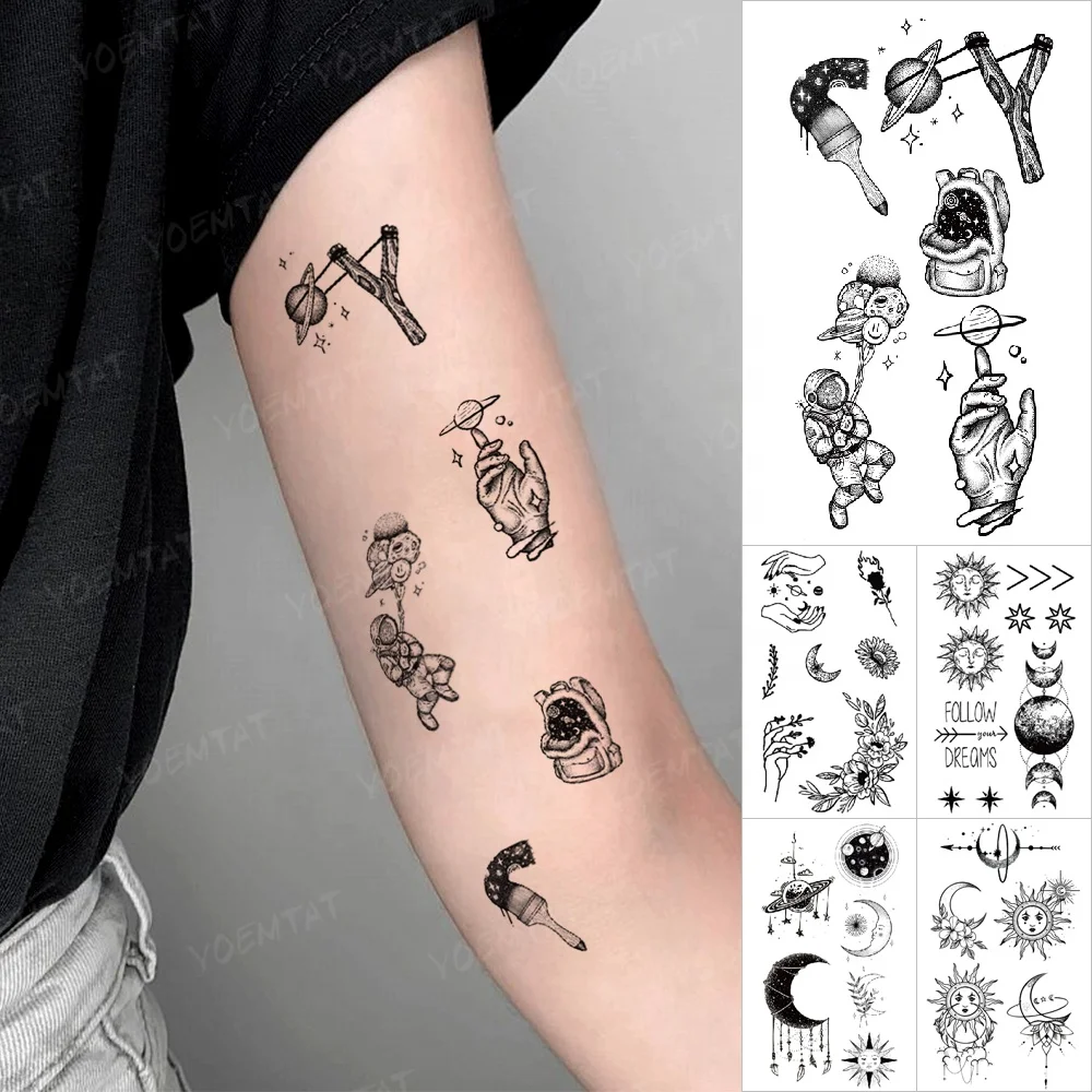 

Wholesale Cute Child Astronaut Waterproof Temporary Tattoo Stickers Eco-Friendly Health Arm Ankle Fake Tatoo Woman, Cmyk