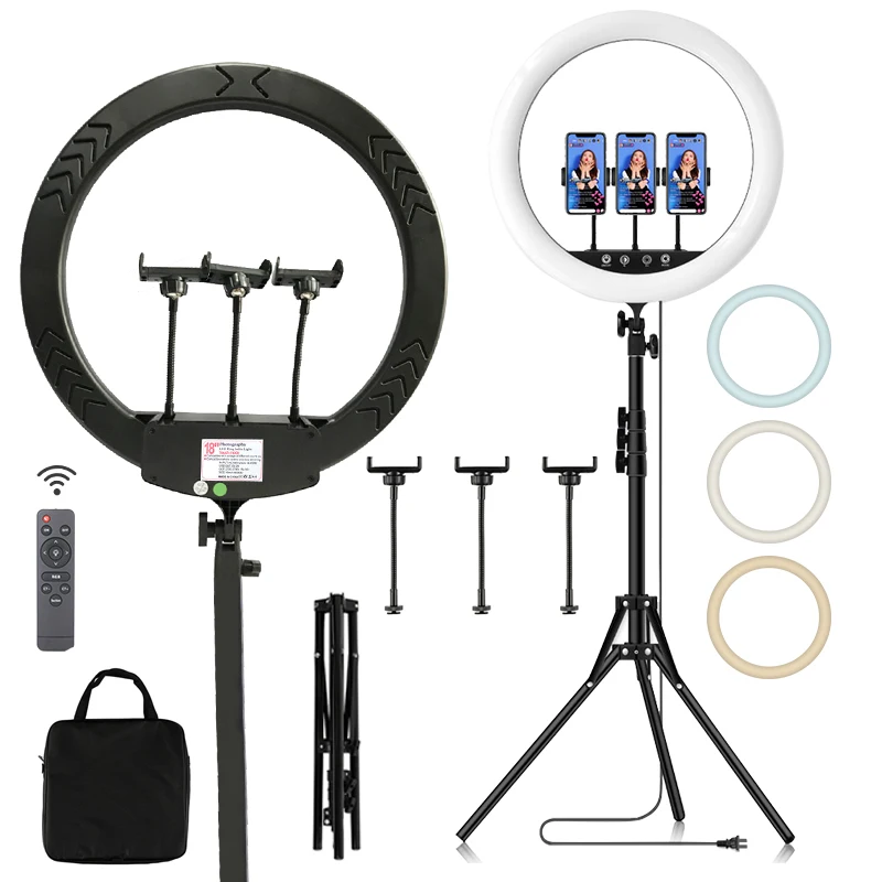 

professional 18in circle fill led Video light mobile phone holders 18 inch selfie ring light with tripod stand Touch switch
