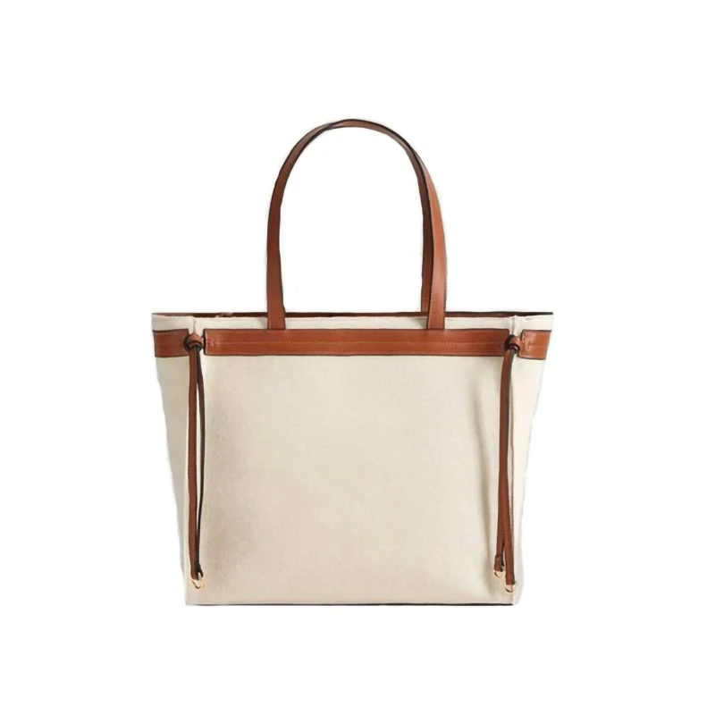 

European and American Vintage Canvas Tote Bag Autumn and Winter New Women's Handbag Splicing Trend Shoulder Bag