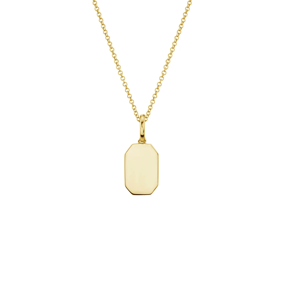 

925 sterling silver basic pendant long chain necklace fashion for women 14K gold vermeil rectangle pendant necklace