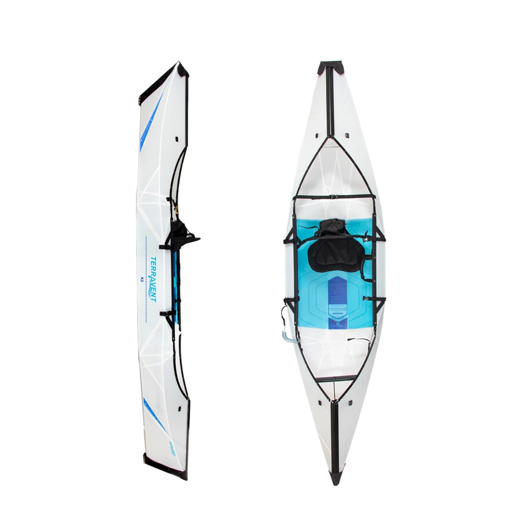 

Dropshipping Terravent 3M Cheap Foldable Canoe boat super Origami kayak collapsible sea folding portable kayak, White