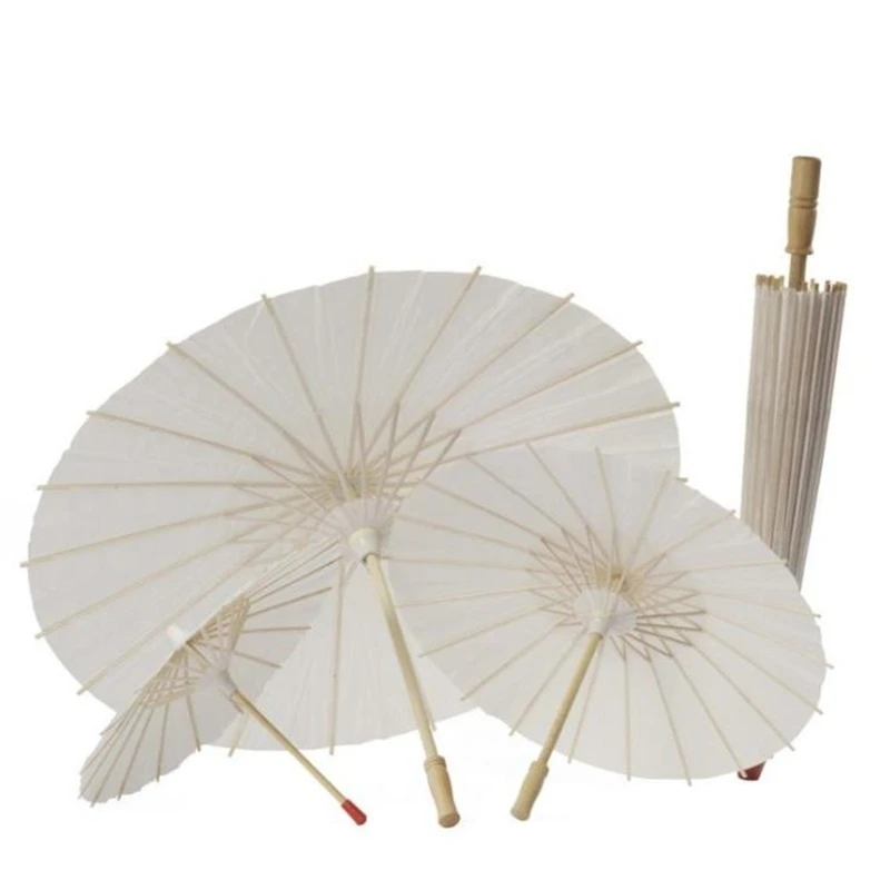 

100pcs Handmade Diameter 60cm Plain White Color Chinese Small Wedding Decoration Oilpaper Umbrella Parasols
