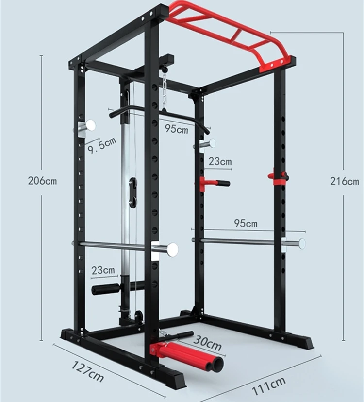 

Multi Strength Training Squat Rack Power Rack Gym Machine, Black red