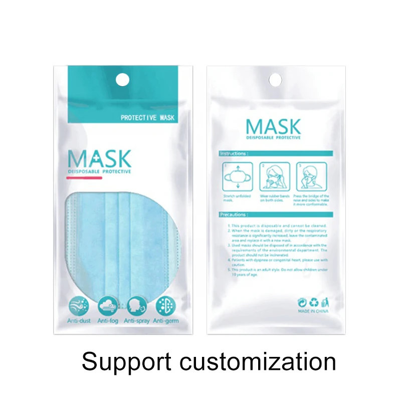 Masks Custom Print Plastic Bag N95 Disposable Face Mask Packaging Bag
