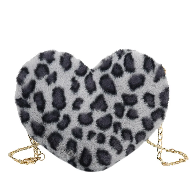 

Jtfur Fashion heart shaped women plush chain crossbody bags ladies love single shoulder handbags faux fur bag, Customized color